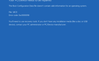 Ошибка 0xc0000098 при загрузке Windows 11 и Windows 10 — как исправить?
