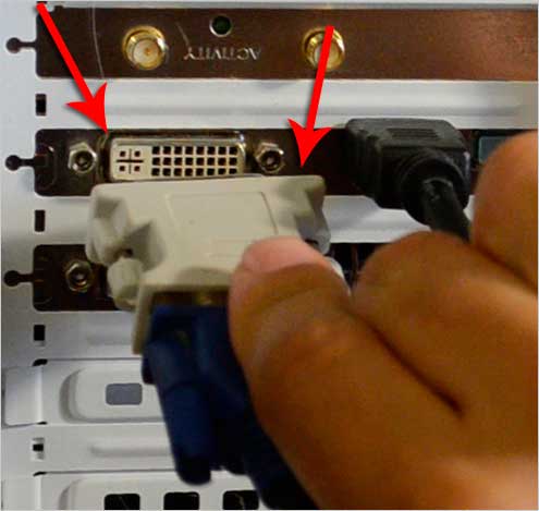 Подключение DVI кабеля в системный блок