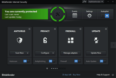 Интерфейс BitDefender Internet Security 2014