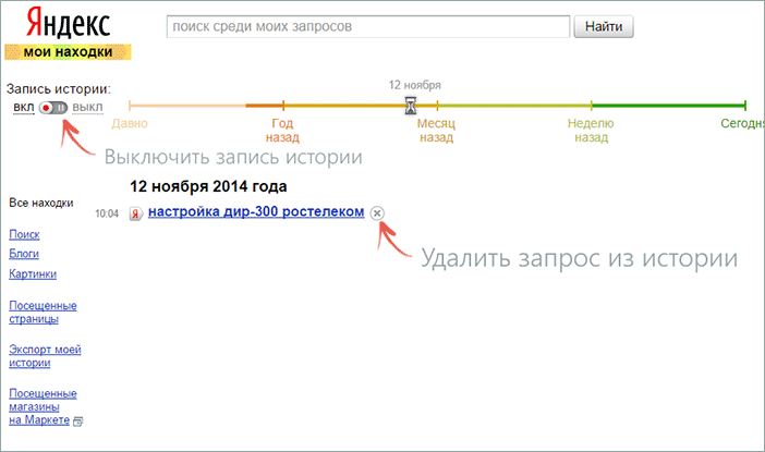 Удаление запроса из поисковой истории