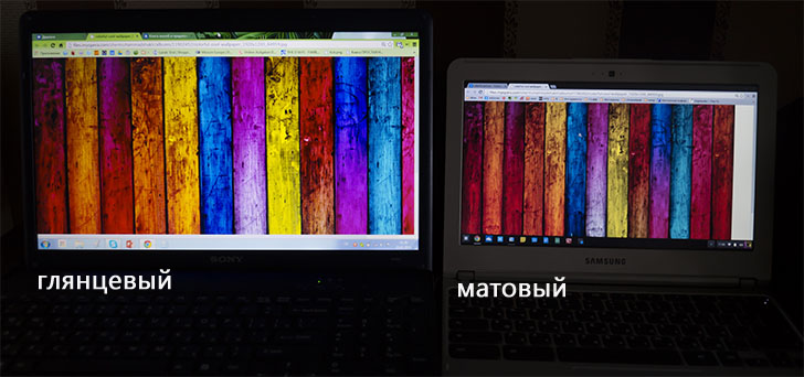 Фотография глянцевого и матового экрана