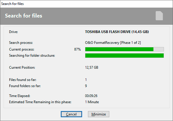 Процесс поиска удаленных файлов