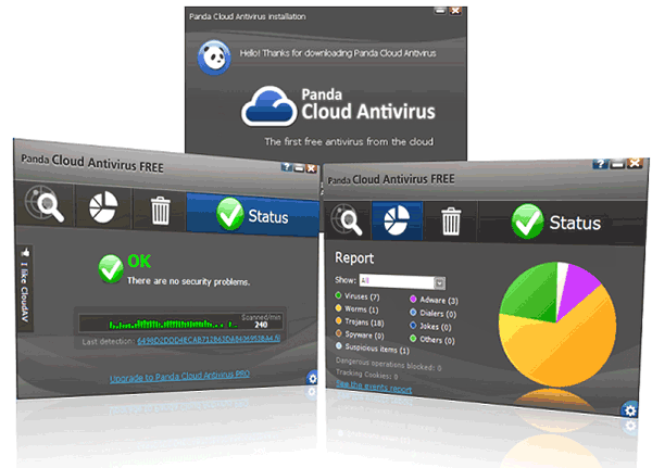 Окна Panda Cloud Antivirus