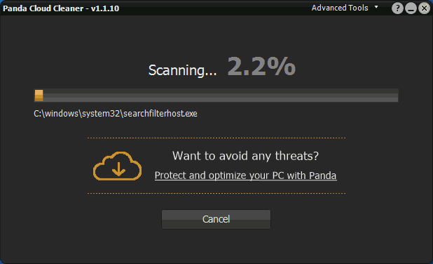 Проверка на вирусы в Panda Cloud Cleaner